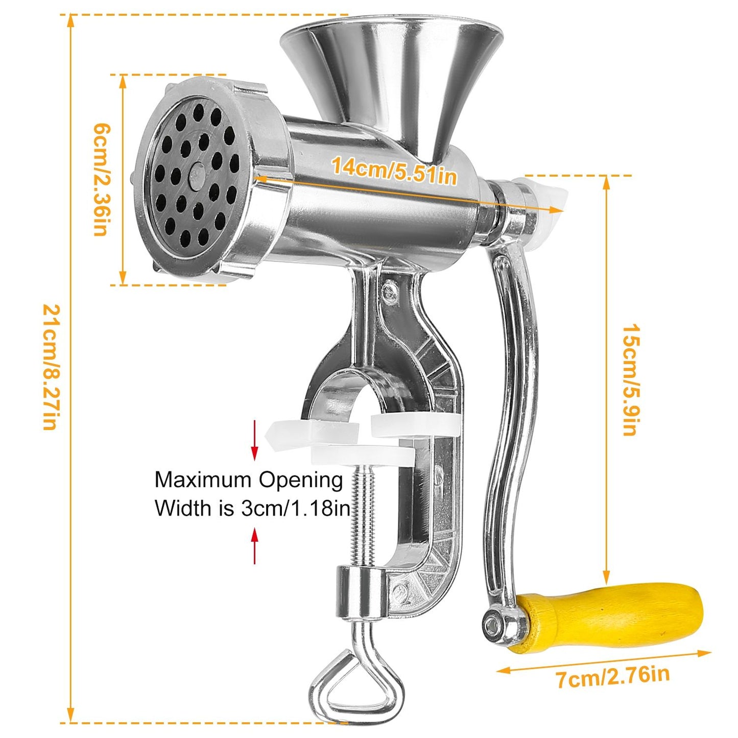 Ergonomic Manual Meat Grinder – 3cm Clamp, Sausage & Noodle Maker, Anti-Scratch Table Clamp