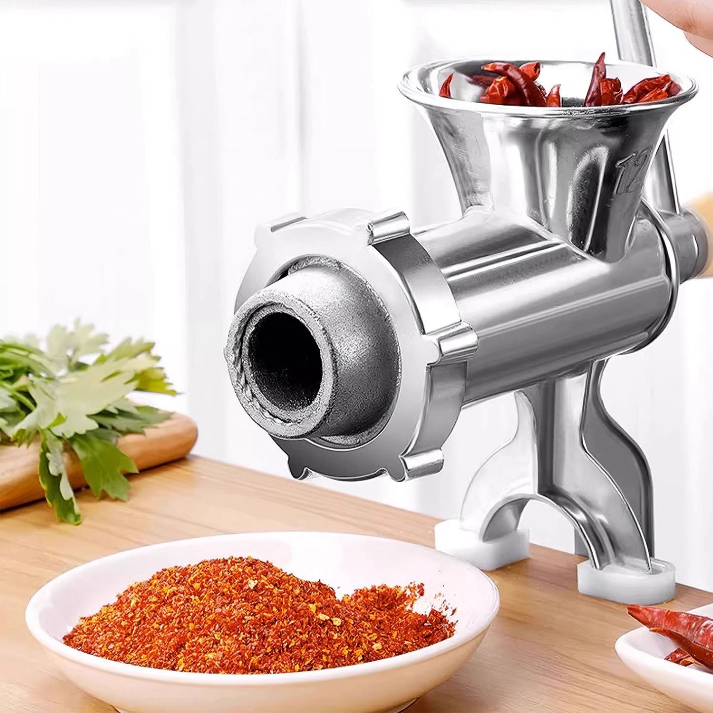 Ergonomic Manual Meat Grinder – 3cm Clamp, Sausage & Noodle Maker, Anti-Scratch Table Clamp