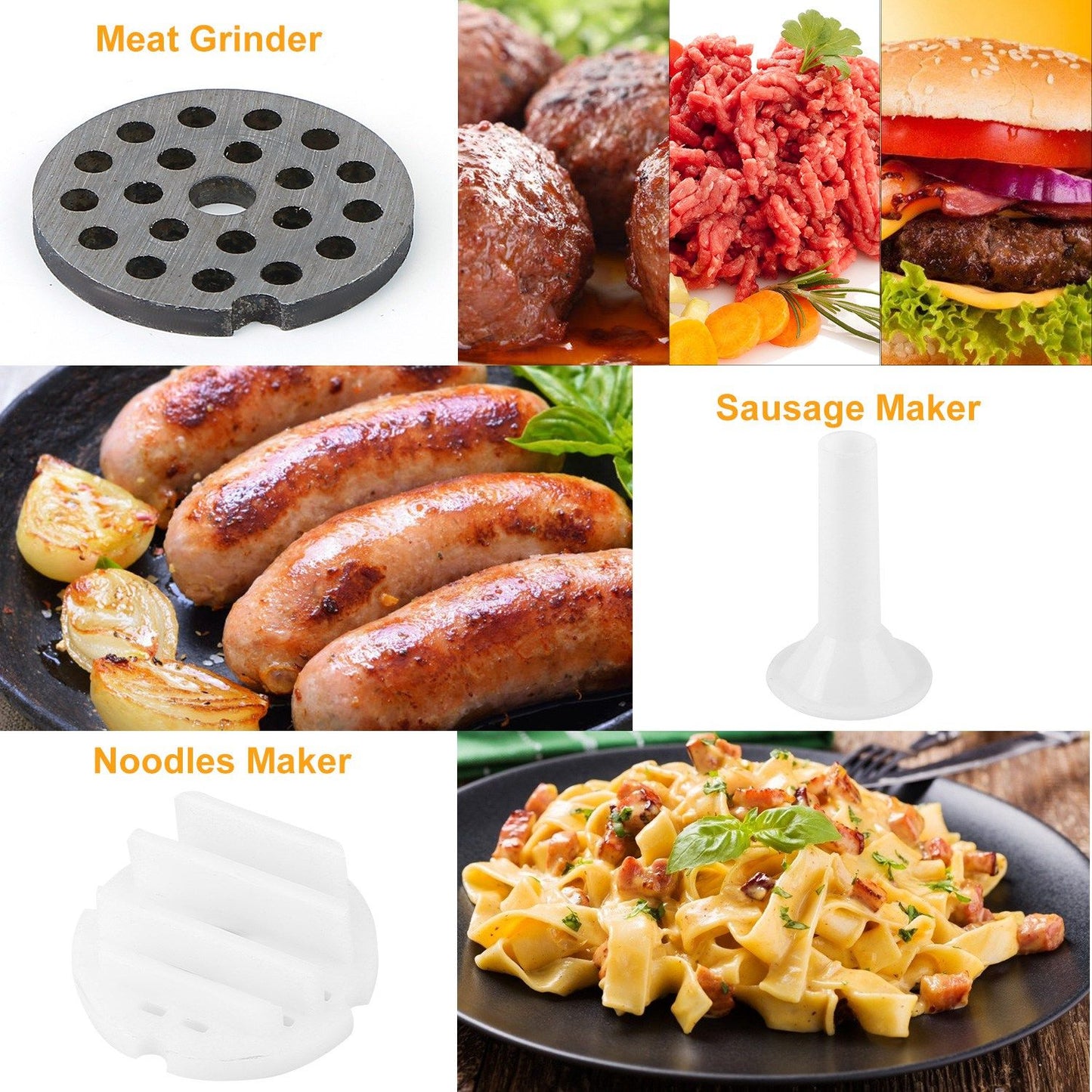 Ergonomic Manual Meat Grinder – 3cm Clamp, Sausage & Noodle Maker, Anti-Scratch Table Clamp