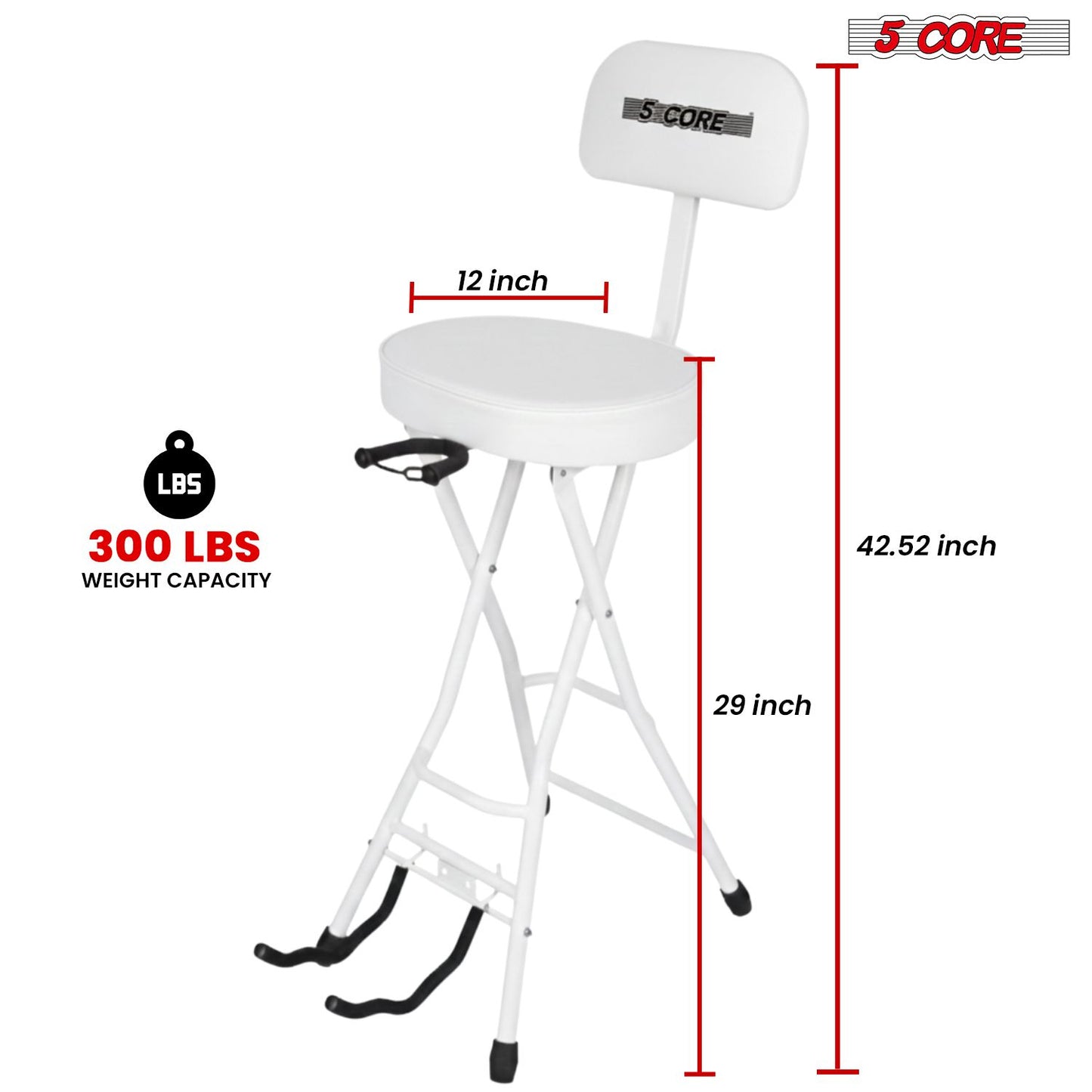 Padded Guitar Stool with Backrest, Built-in Stand & Footrest