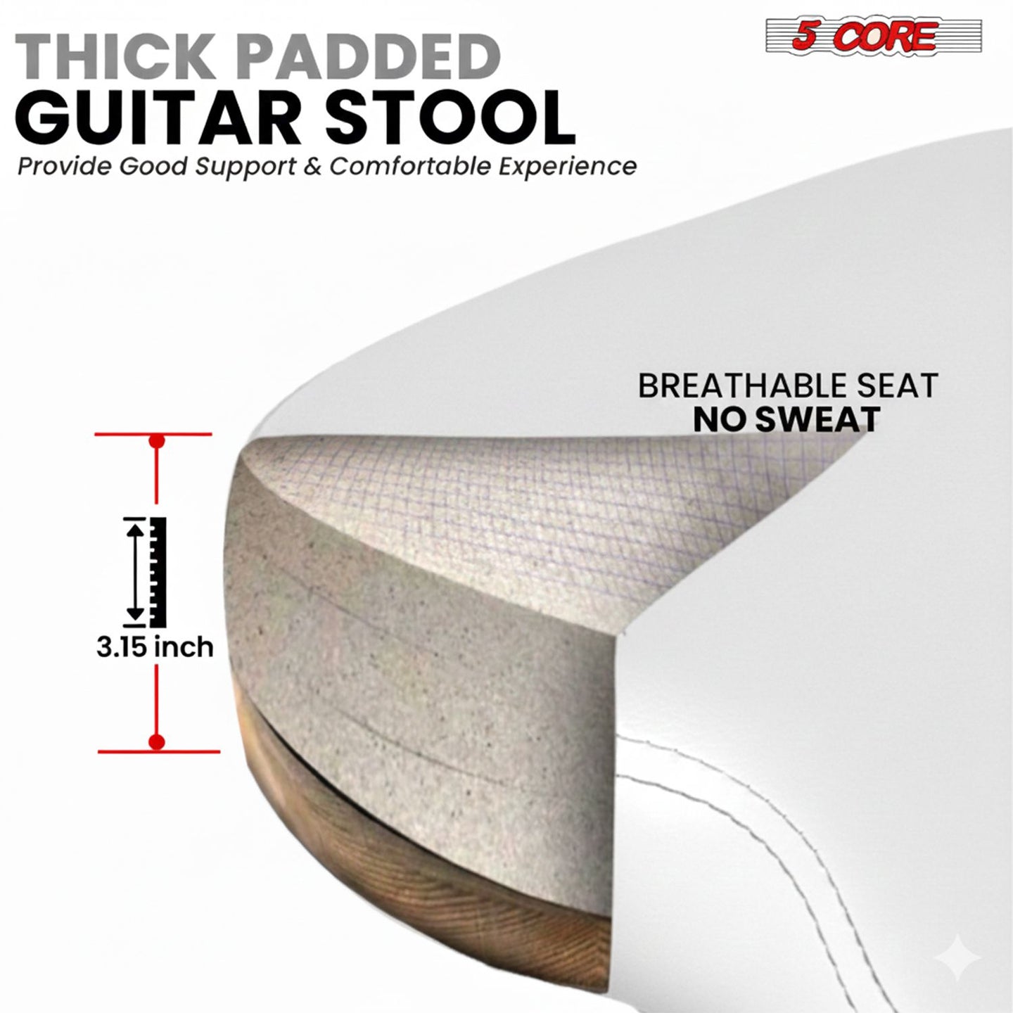 Padded Guitar Stool with Backrest, Built-in Stand & Footrest