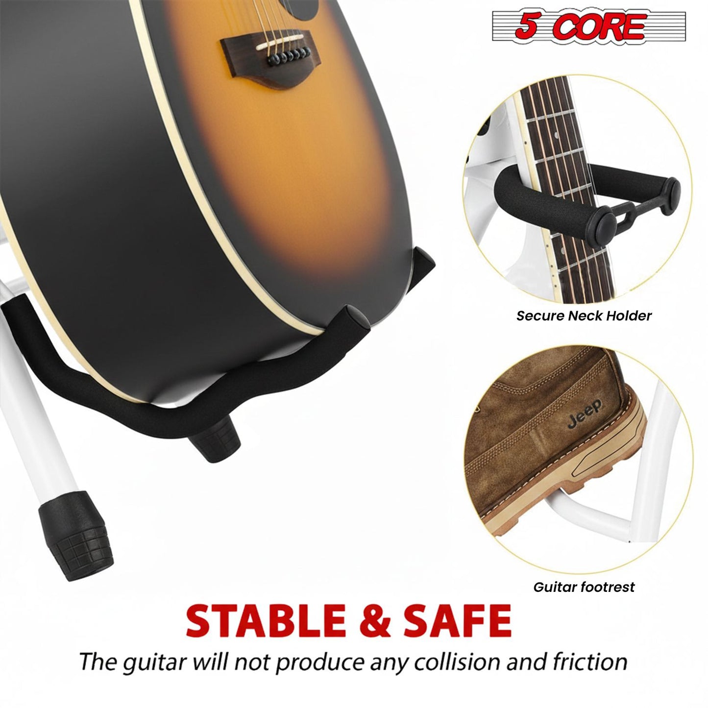 Padded Guitar Stool with Backrest, Built-in Stand & Footrest