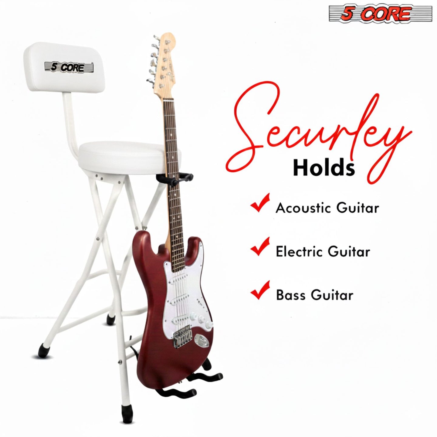 Padded Guitar Stool with Backrest, Built-in Stand & Footrest
