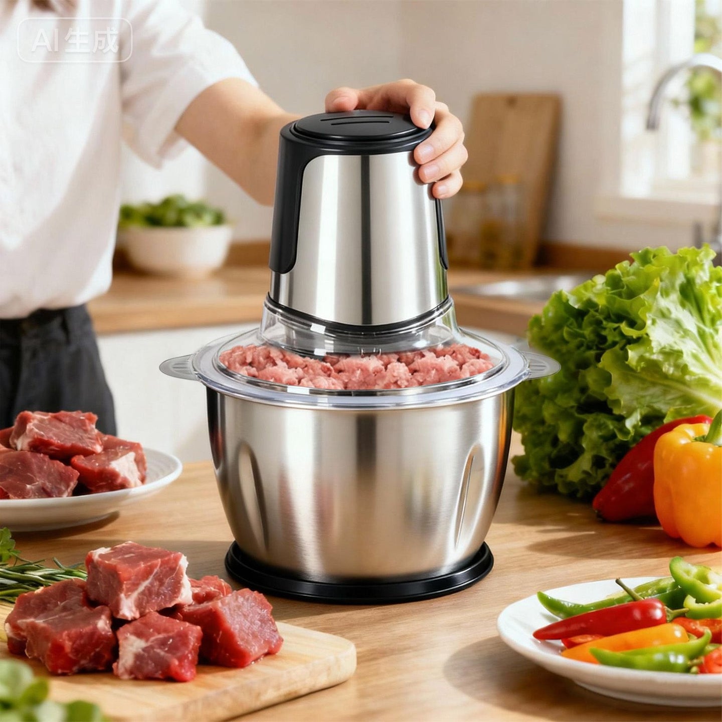 Electric Meat Grinder & Food Processor - Multi-Function Vegetable Chopper