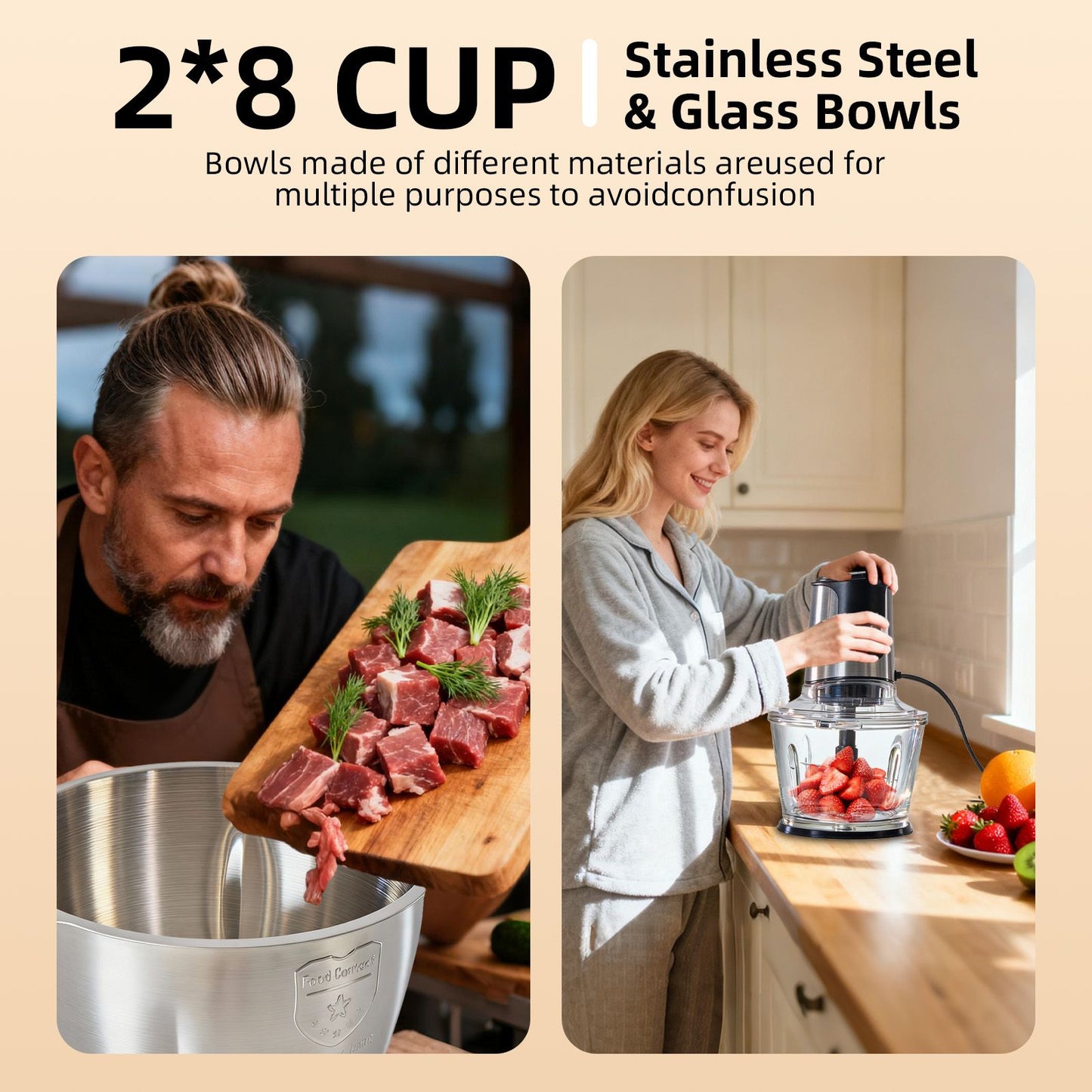 Electric Meat Grinder & Food Processor - Multi-Function Vegetable Chopper