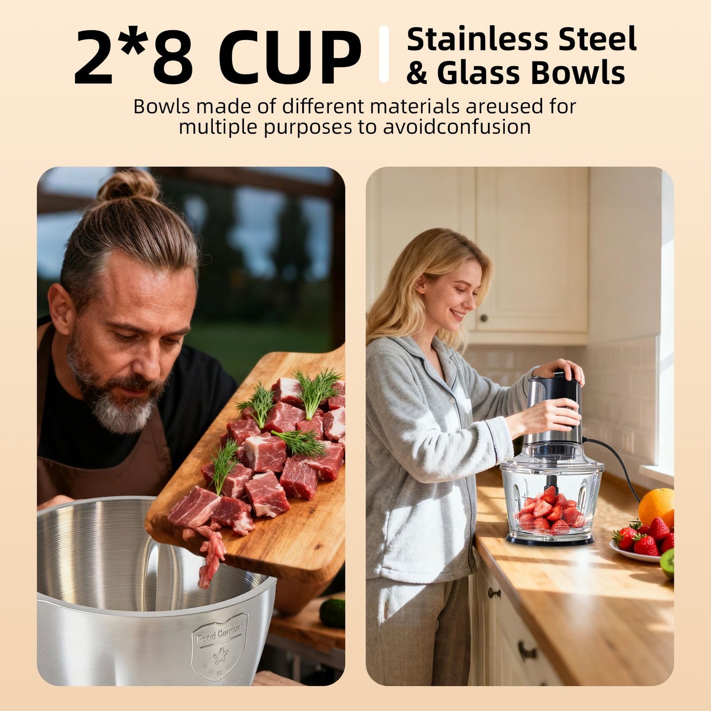 Electric Meat Grinder & Food Processor - Multi-Function Vegetable Chopper