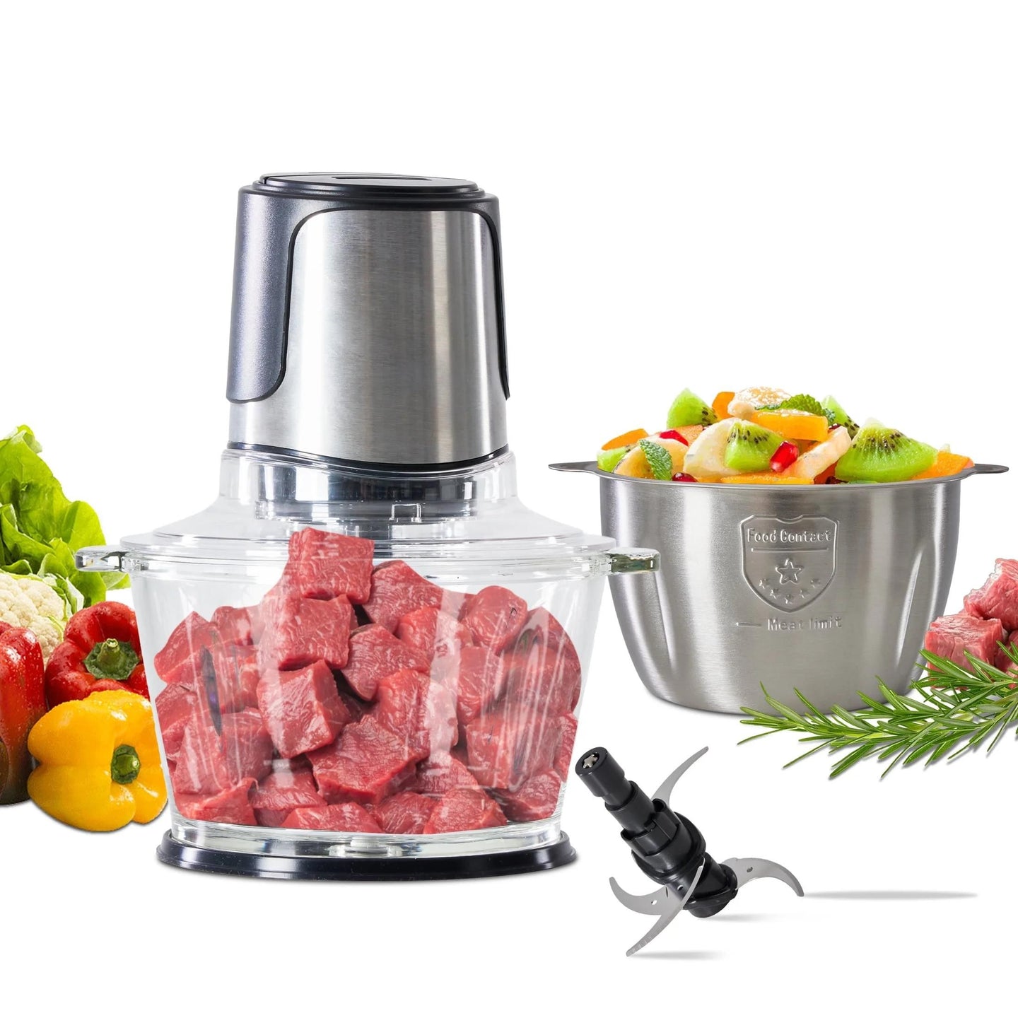 Electric Meat Grinder & Food Processor - Multi-Function Vegetable Chopper