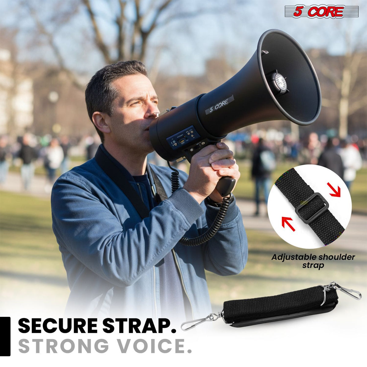 5 Core Megaphone 50W Bluetooth Rechargeable Portable Bullhorn 1100 Yards w Siren