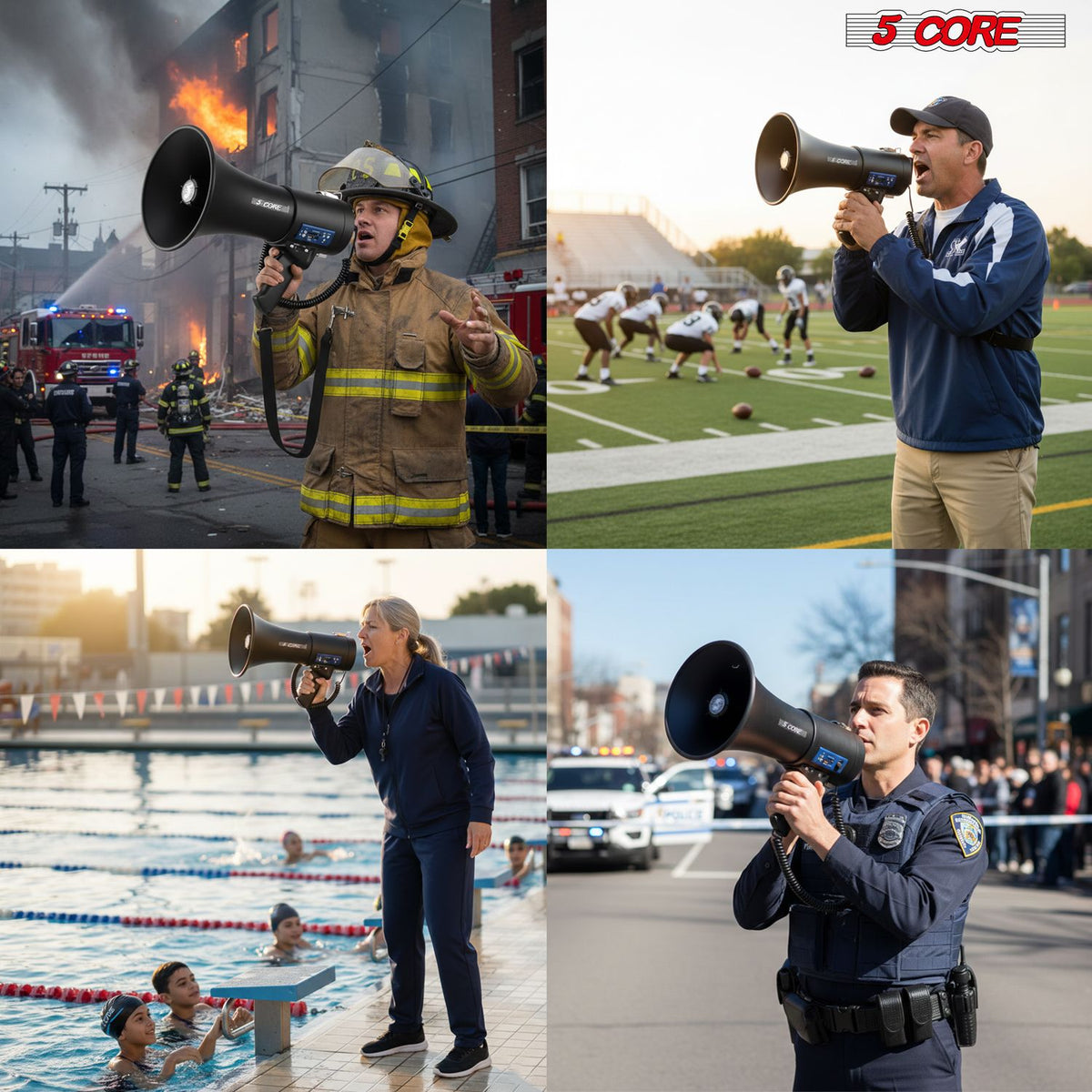 5 Core Megaphone 50W Bluetooth Rechargeable Portable Bullhorn 1100 Yards w Siren