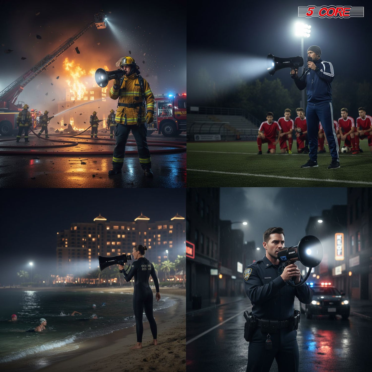 5 Core Megaphone 50W Bluetooth Rechargeable Portable Bullhorn 1100 Yards w Siren