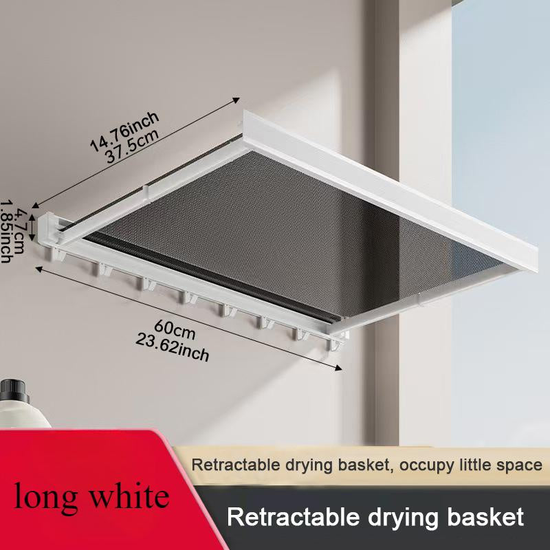 Wall-Mounted Folding Drying Rack – Compact Space-Saving Laundry Rail (White)