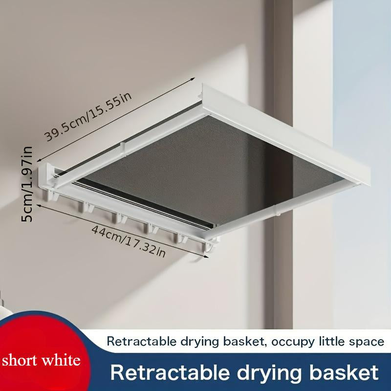 Wall-Mounted Folding Drying Rack – Compact Space-Saving Laundry Rail (White)