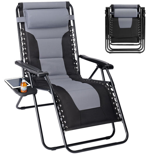 Heavy-Duty Zero Gravity Chair - Foldable Outdoor Recliner Lounge Chair with Cushion, 330 lbs Capacity