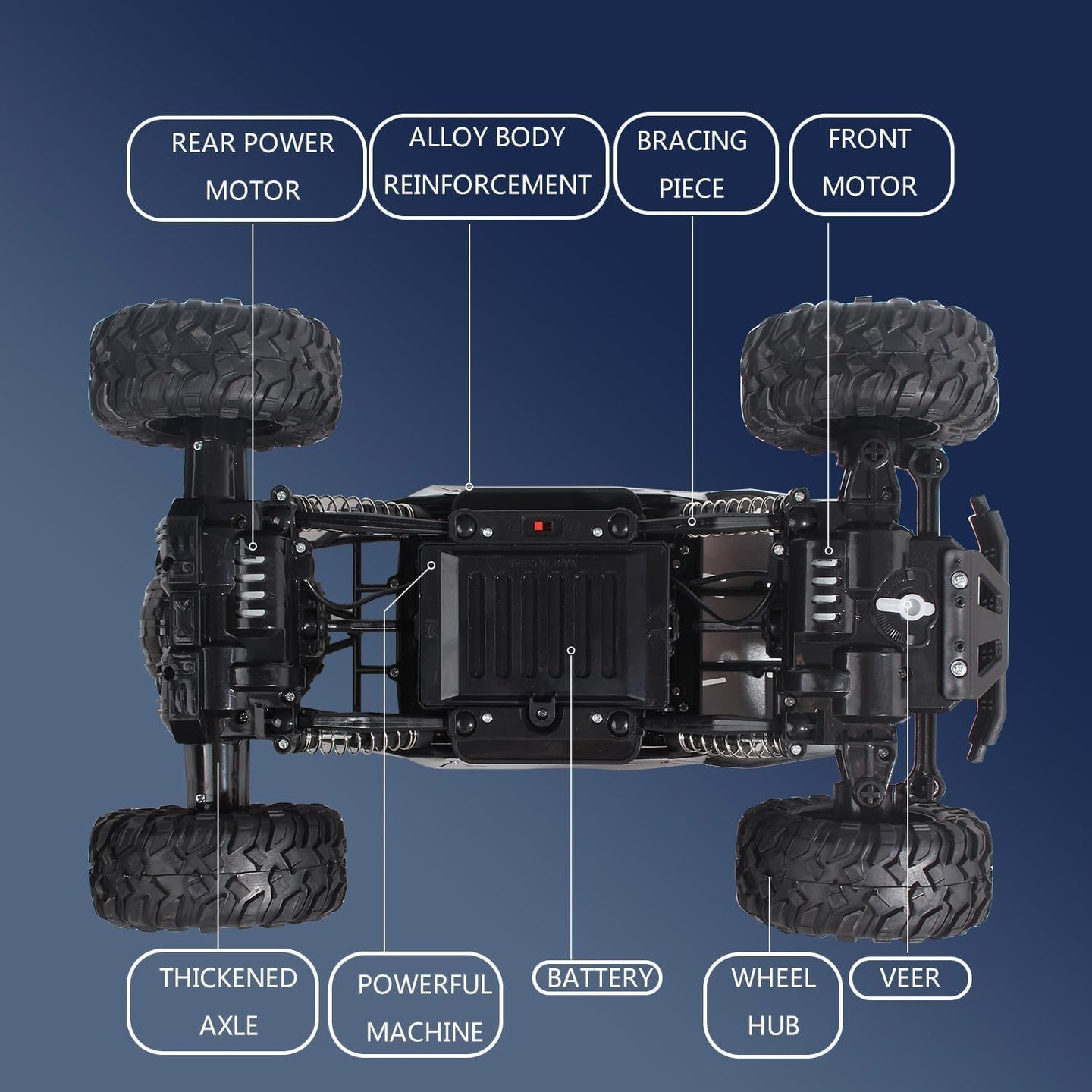 RC Rock Crawler Monster Truck 1:12 Scale 4WD Remote Control Car with 2 Batteries