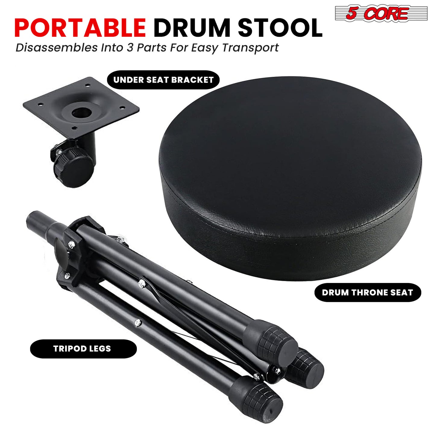 5 Core Drum Throne Padded Guitar Stool Height Adjustable Drummer Seat Music Chair for Adults And Kids - DS 01