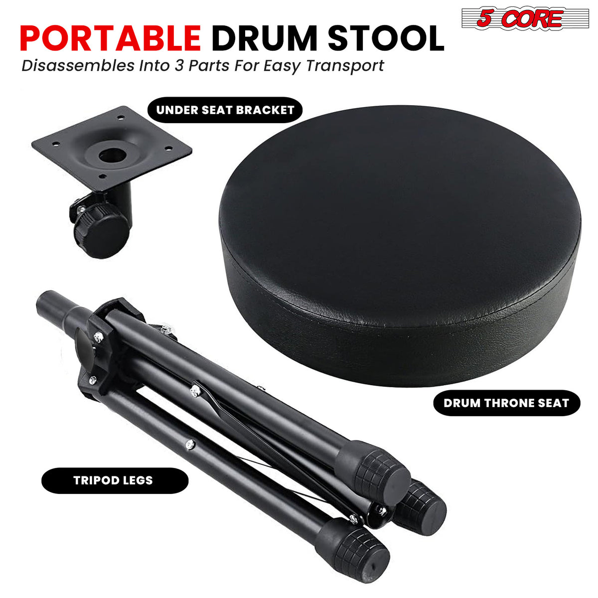 5 Core Drum Throne Padded Guitar Stool Height Adjustable Drummer Seat Music Chair for Adults And Kids - DS 01