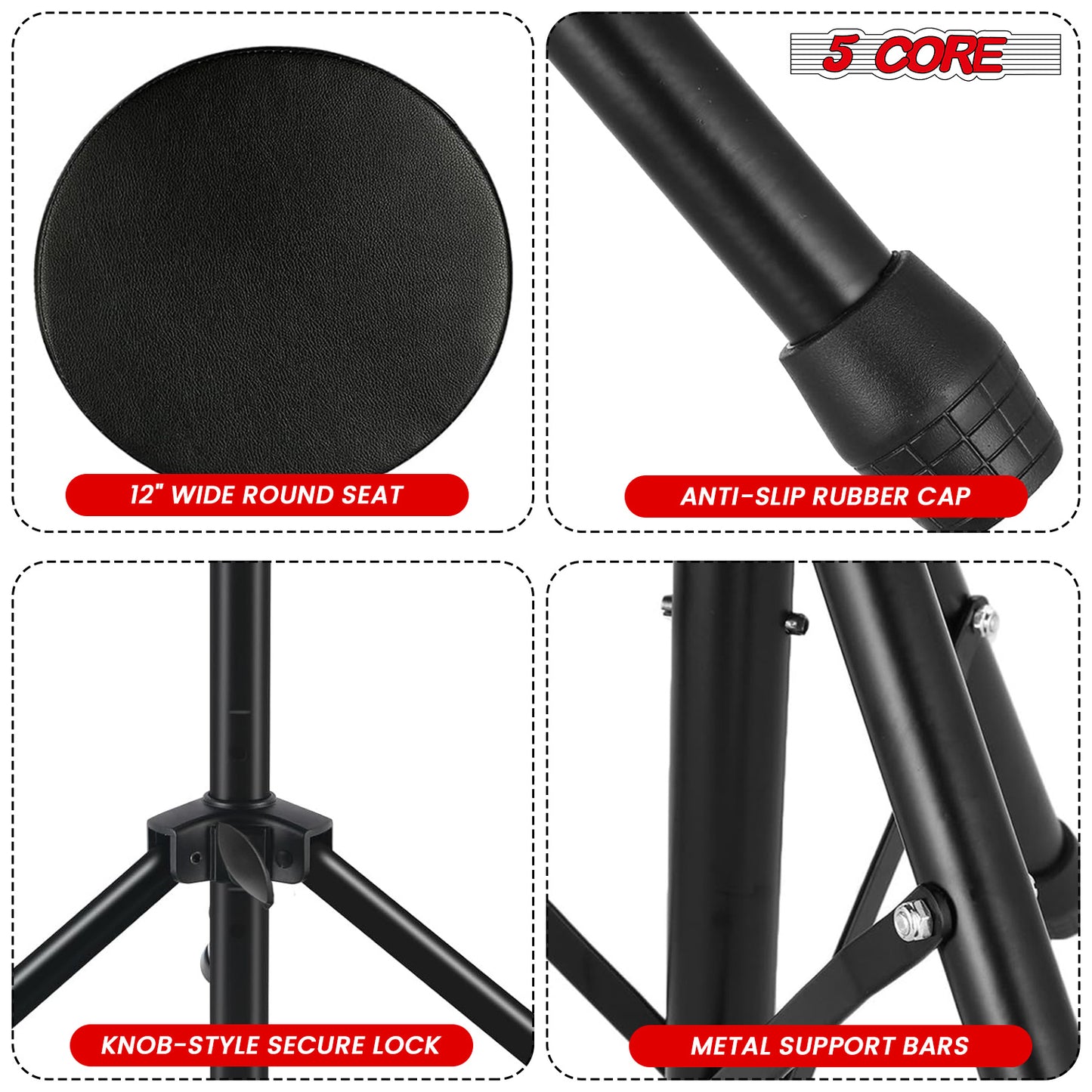 5 Core Drum Throne Padded Guitar Stool Height Adjustable Drummer Seat Music Chair for Adults And Kids - DS 01