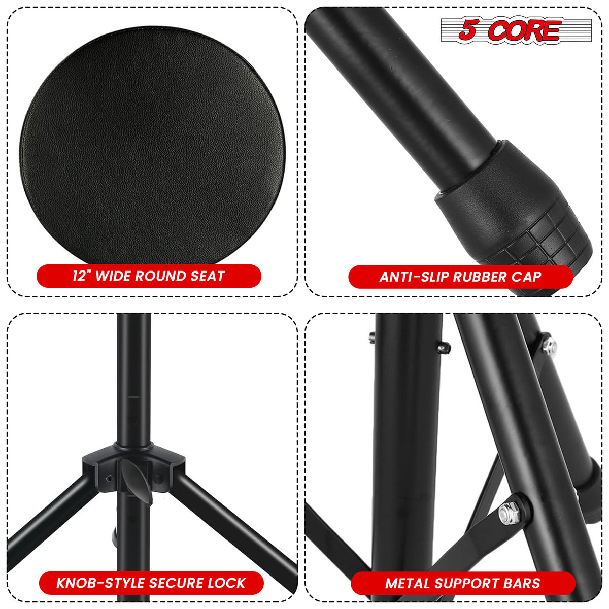 5 Core Drum Throne Padded Guitar Stool Height Adjustable Drummer Seat Music Chair for Adults And Kids - DS 01