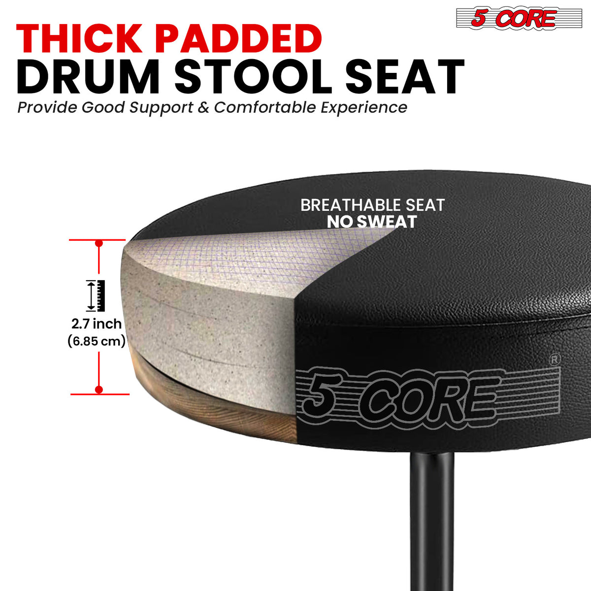 5 Core Drum Throne Padded Guitar Stool Height Adjustable Drummer Seat Music Chair for Adults And Kids - DS 01