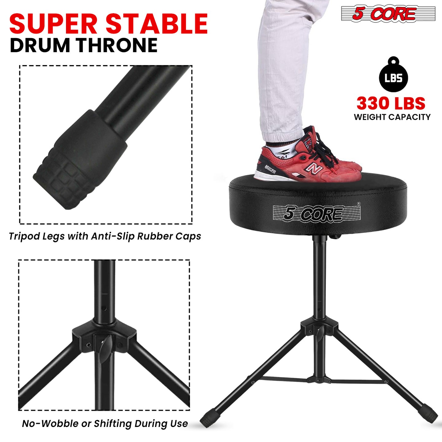 5 Core Drum Throne Padded Guitar Stool Height Adjustable Drummer Seat Music Chair for Adults And Kids - DS 01