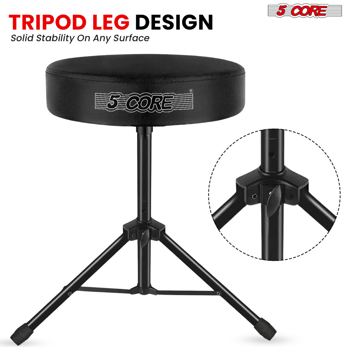 5 Core Drum Throne Padded Guitar Stool Height Adjustable Drummer Seat Music Chair for Adults And Kids - DS 01