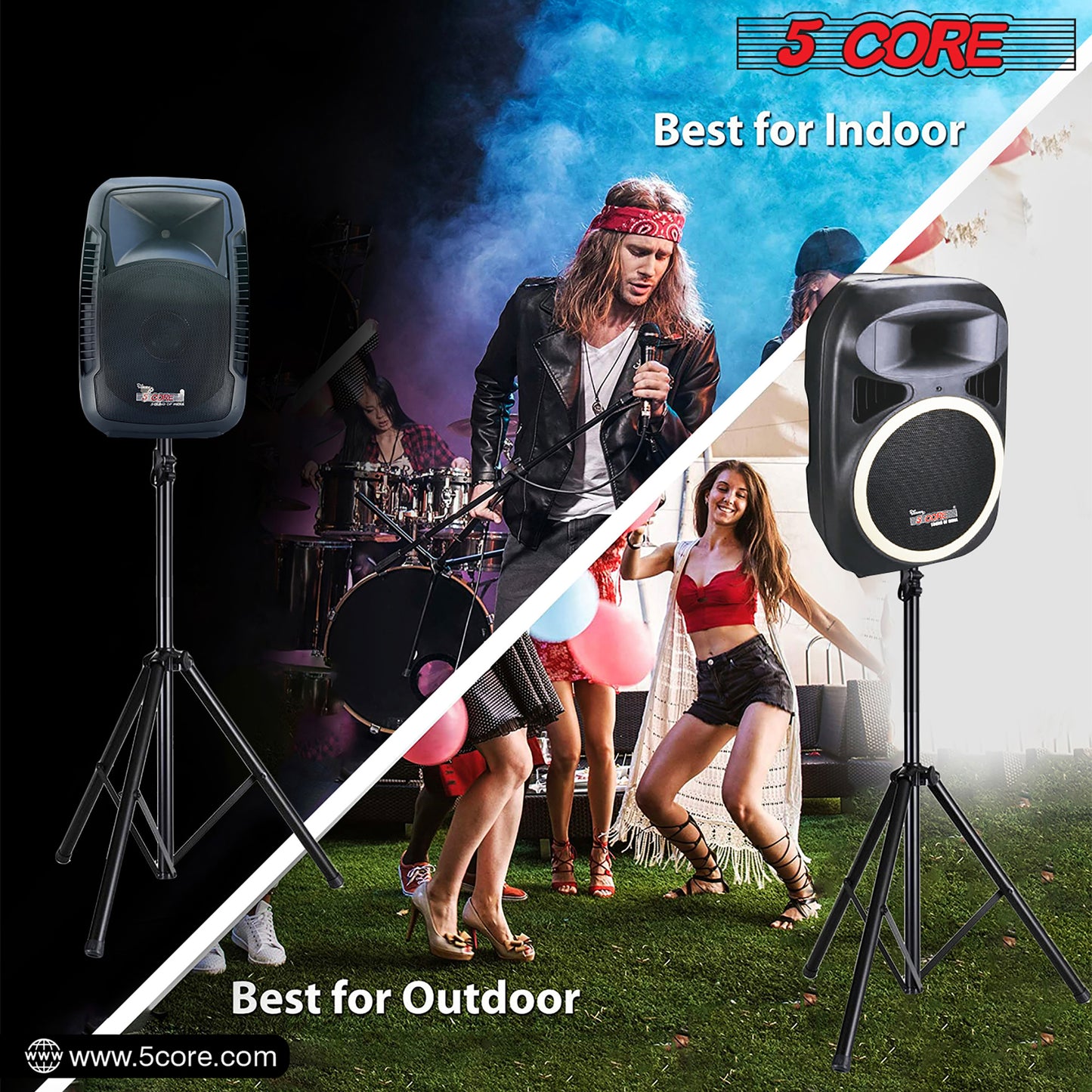 Heavy Duty Adjustable Tripod Speaker Stands Pair, Floor DJ Studio Monitor Pole Mount, Up to 72 Inch