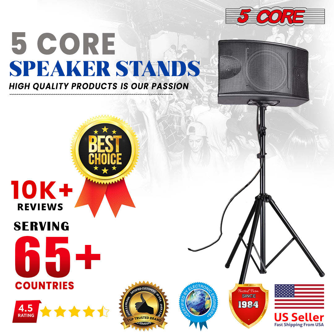 Heavy Duty Adjustable Tripod Speaker Stands Pair, Floor DJ Studio Monitor Pole Mount, Up to 72 Inch