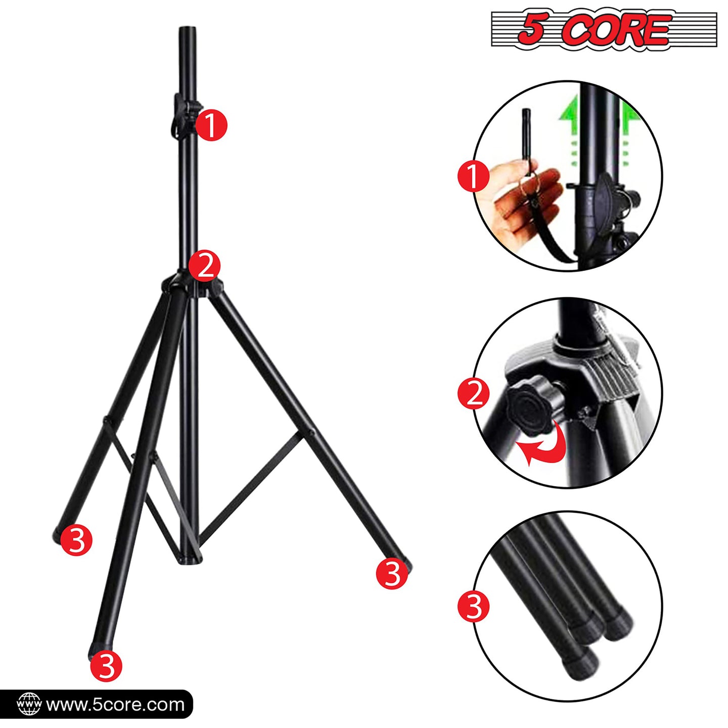 Heavy Duty Adjustable Tripod Speaker Stands Pair, Floor DJ Studio Monitor Pole Mount, Up to 72 Inch