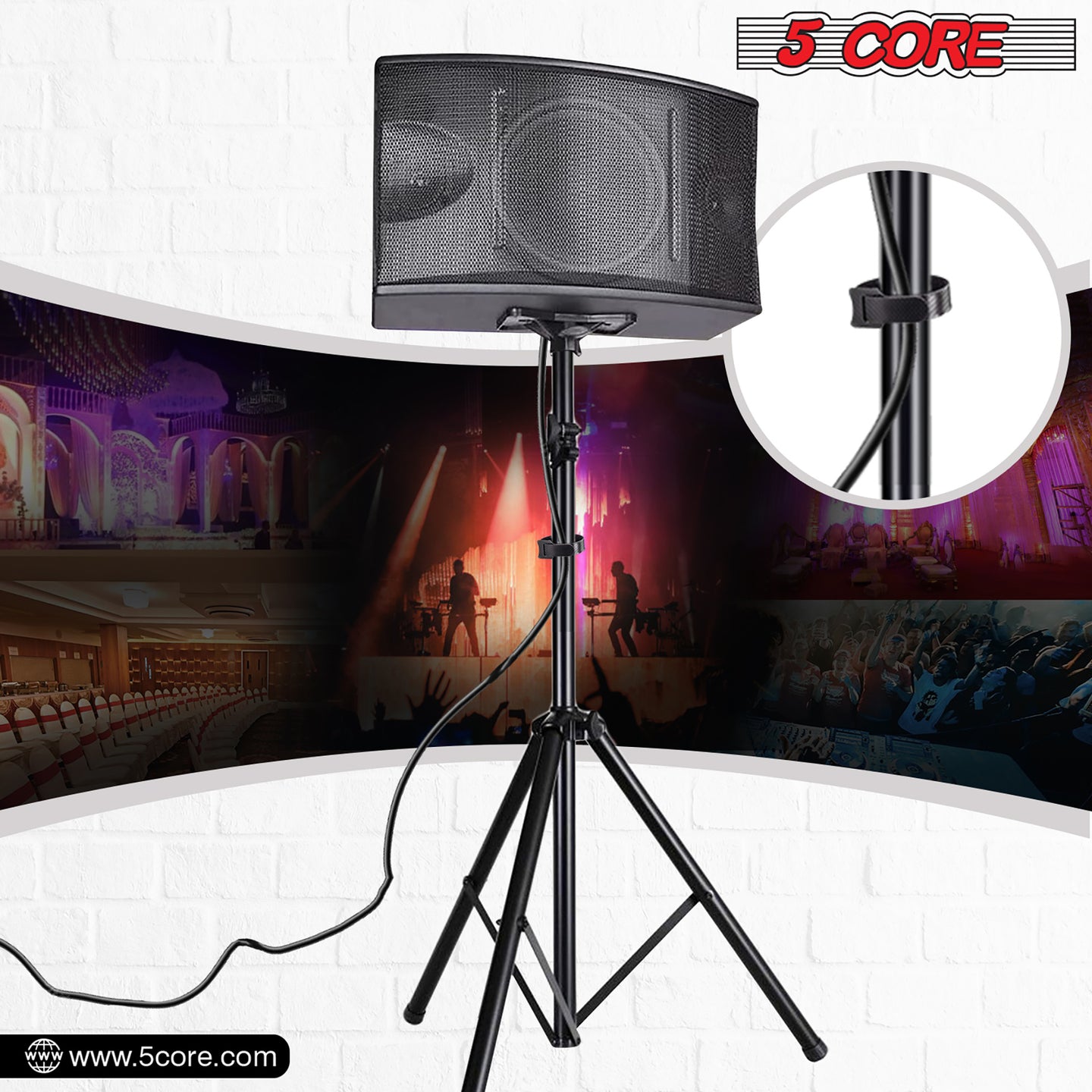 Heavy Duty Adjustable Tripod Speaker Stands Pair, Floor DJ Studio Monitor Pole Mount, Up to 72 Inch