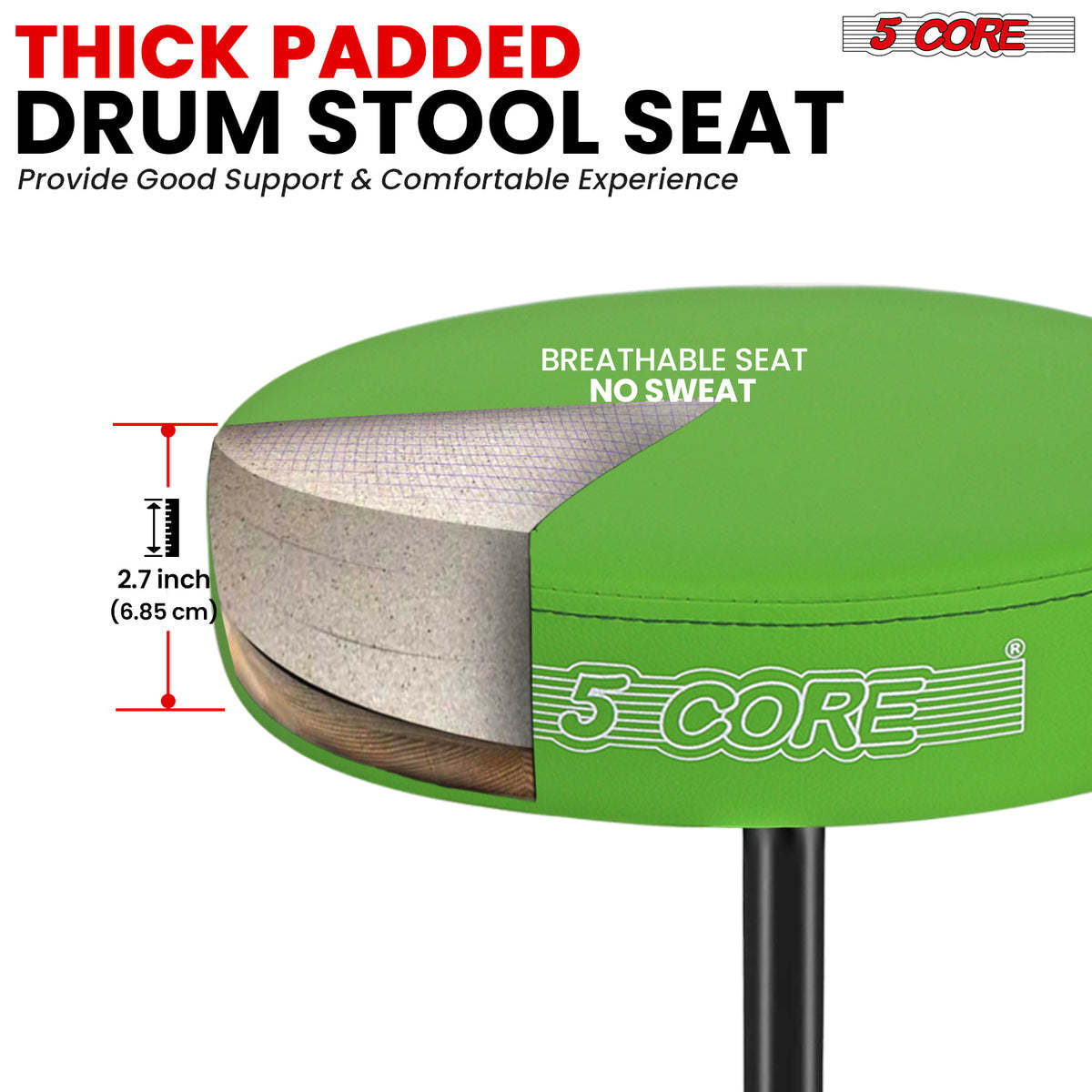 5 Core Drum Throne Padded Guitar Stool Height Adjustable Drummer Seat Music Chair for Adults And Kids - DS 01