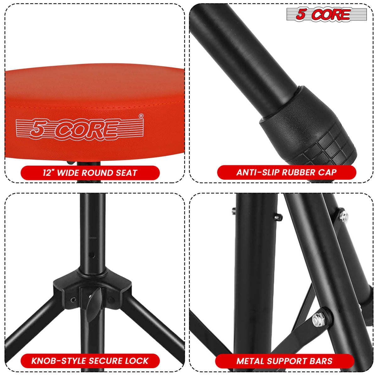 5 Core Drum Throne Padded Guitar Stool Height Adjustable Drummer Seat Music Chair for Adults And Kids - DS 01