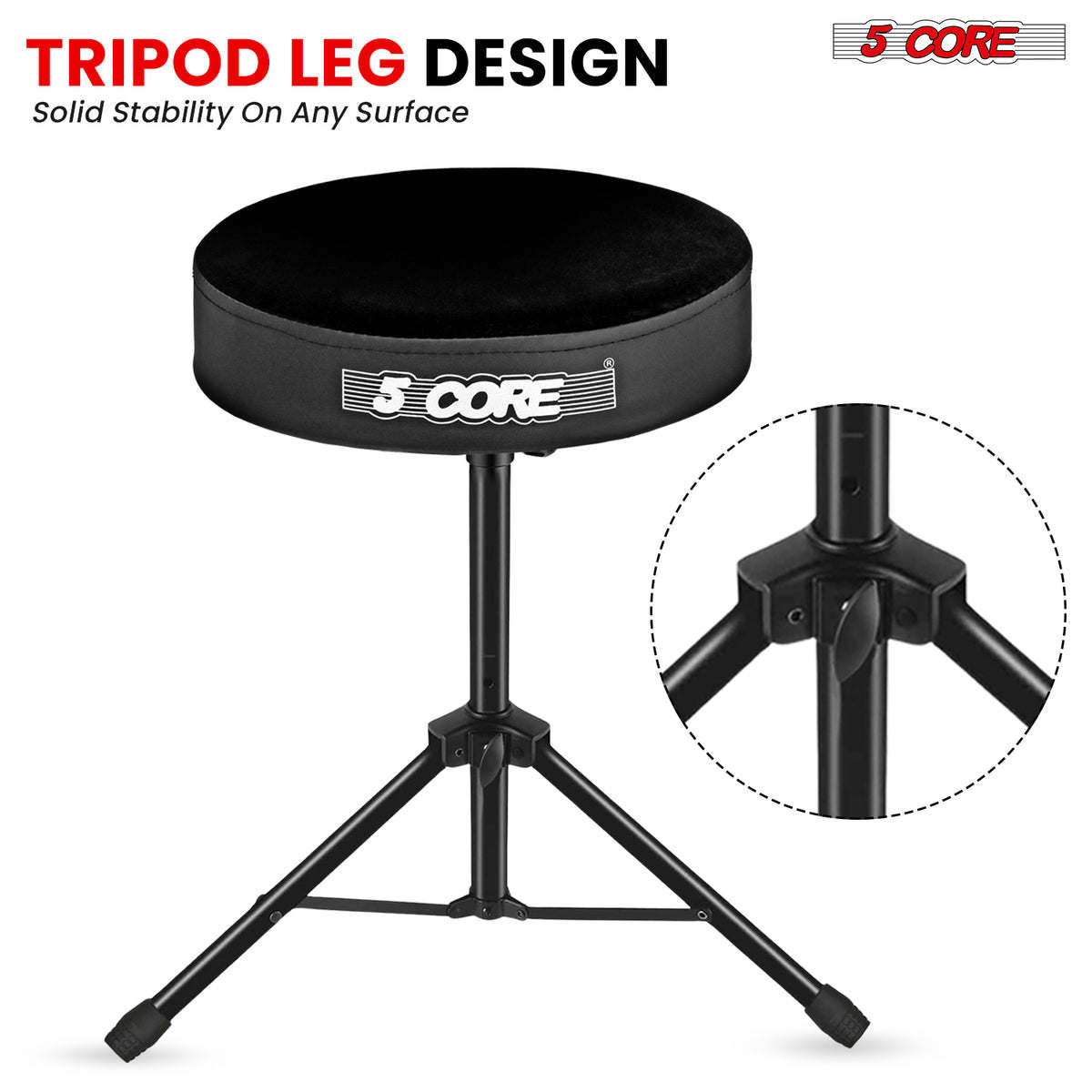 5 Core Drum Throne Padded Guitar Stool Height Adjustable Drummer Seat Music Chair for Adults And Kids - DS 01