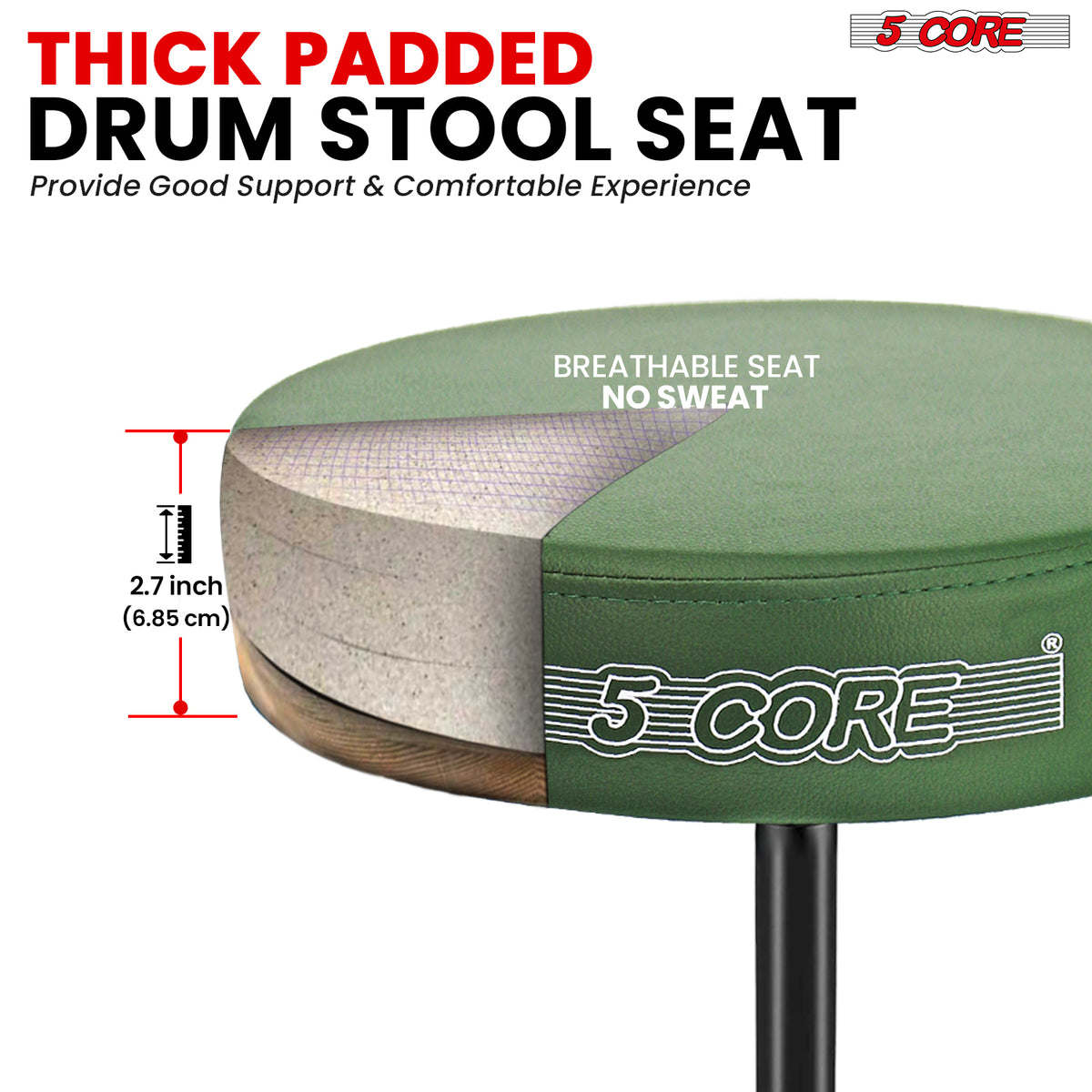 5 Core Drum Throne Padded Guitar Stool Height Adjustable Drummer Seat Music Chair for Adults And Kids - DS 01