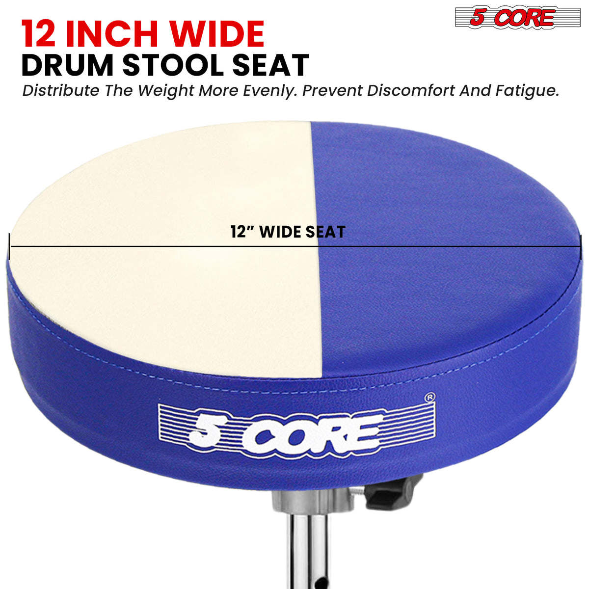 5Core Drum Throne Padded Guitar Stool Height Adjustable Drummer Seat Music Chair for Adults And Kids - BLUE