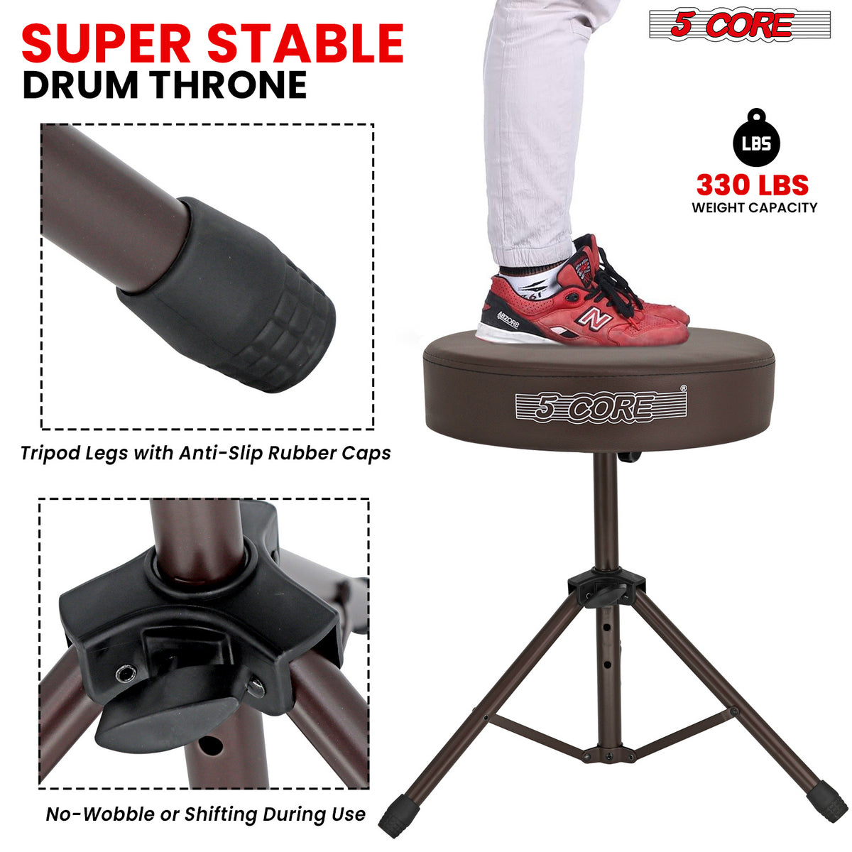 5 Core Drum Throne Padded Guitar Stool Height Adjustable Drummer Seat Music Chair for Adults And Kids - DS 01