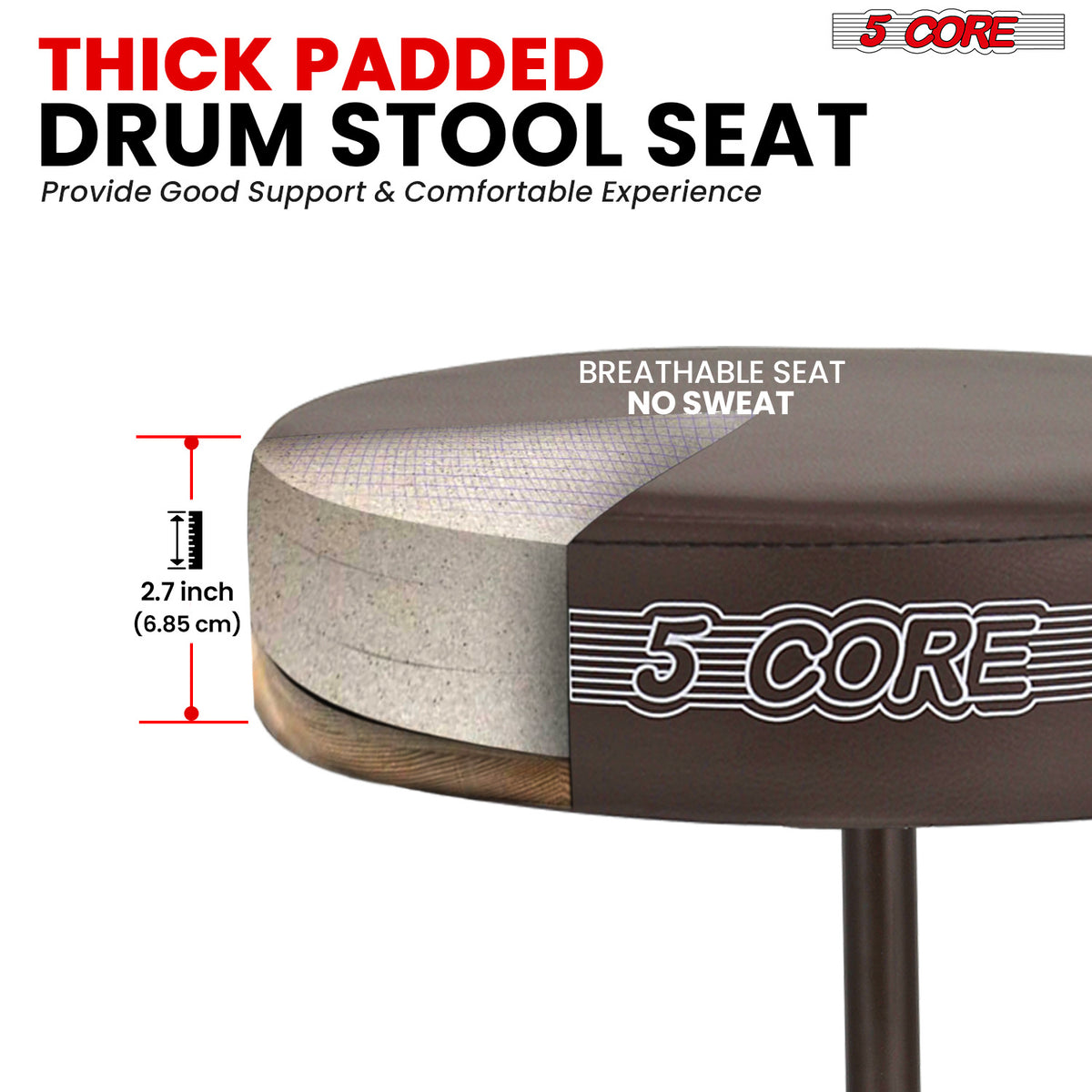 5 Core Drum Throne Padded Guitar Stool Height Adjustable Drummer Seat Music Chair for Adults And Kids - DS 01
