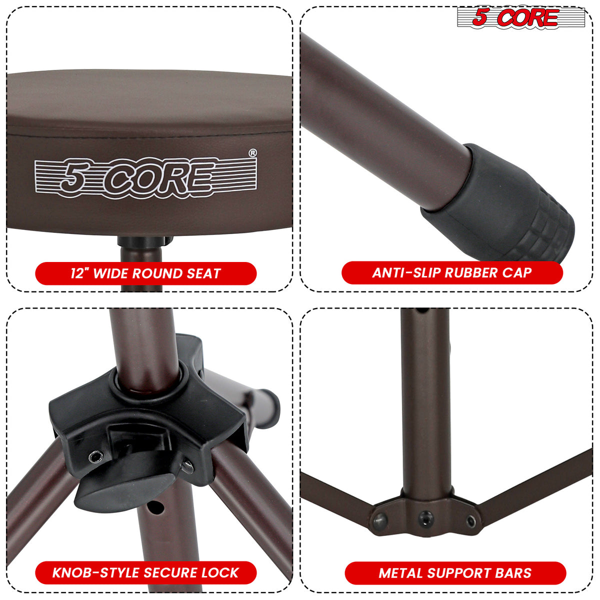 5 Core Drum Throne Padded Guitar Stool Height Adjustable Drummer Seat Music Chair for Adults And Kids - DS 01