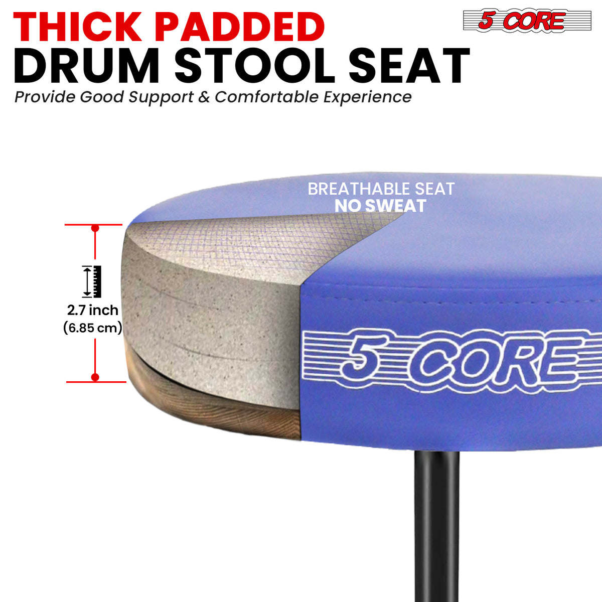5 Core Drum Throne Padded Guitar Stool Height Adjustable Drummer Seat Music Chair for Adults And Kids - DS 01
