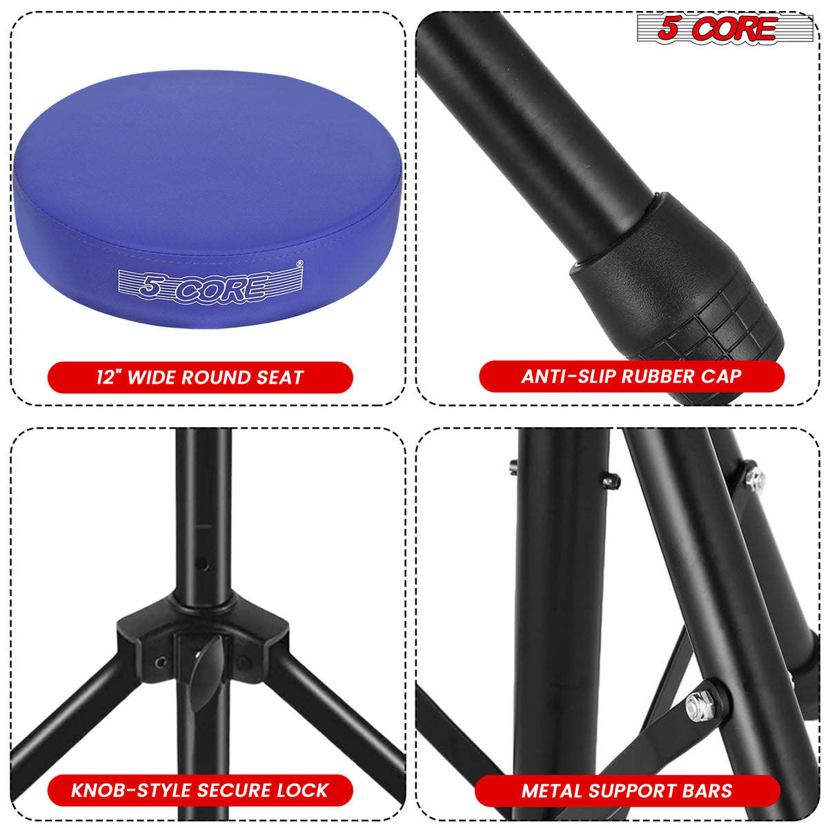 5 Core Drum Throne Padded Guitar Stool Height Adjustable Drummer Seat Music Chair for Adults And Kids - DS 01