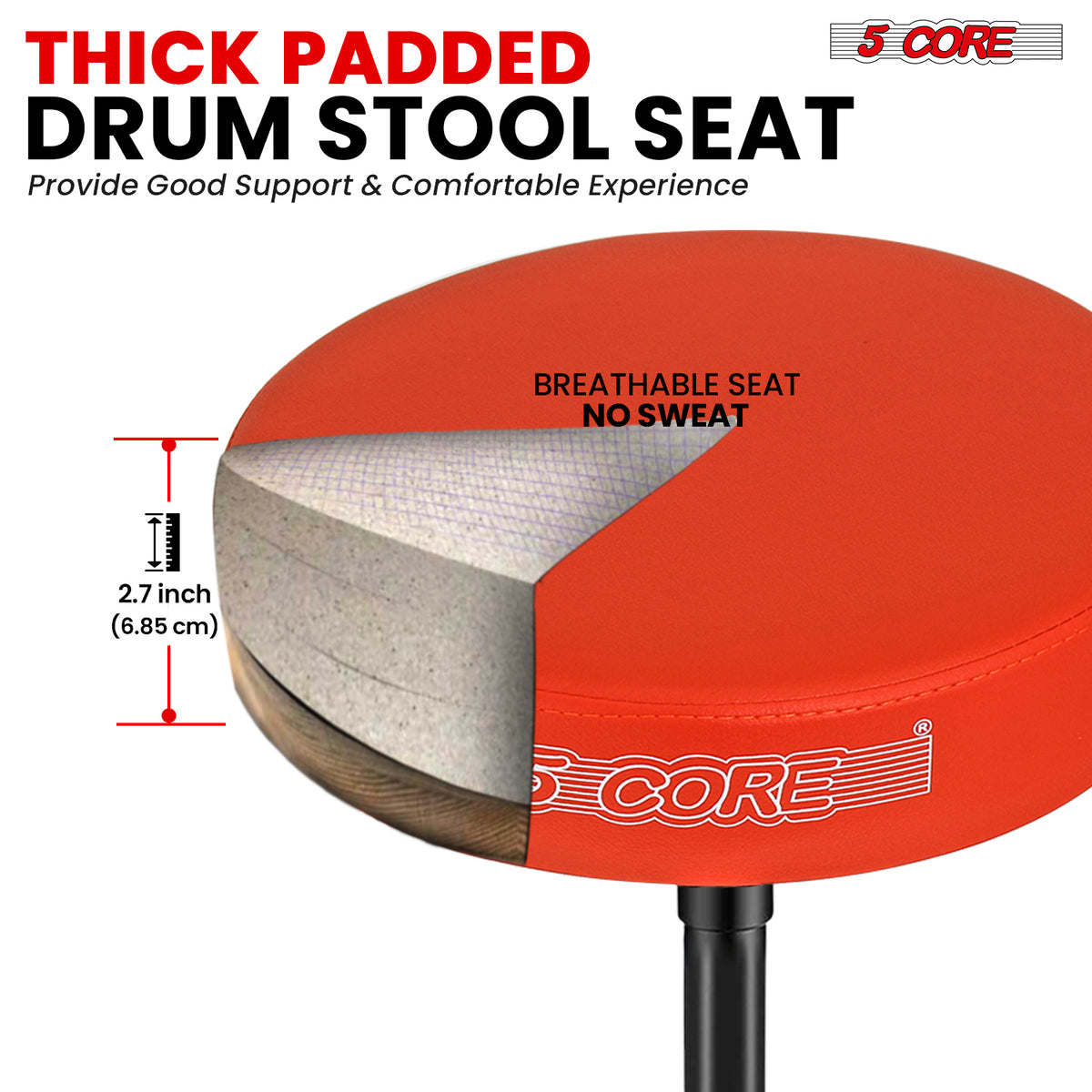 5 Core Drum Throne Padded Guitar Stool Height Adjustable Drummer Seat Music Chair for Adults And Kids - DS 01