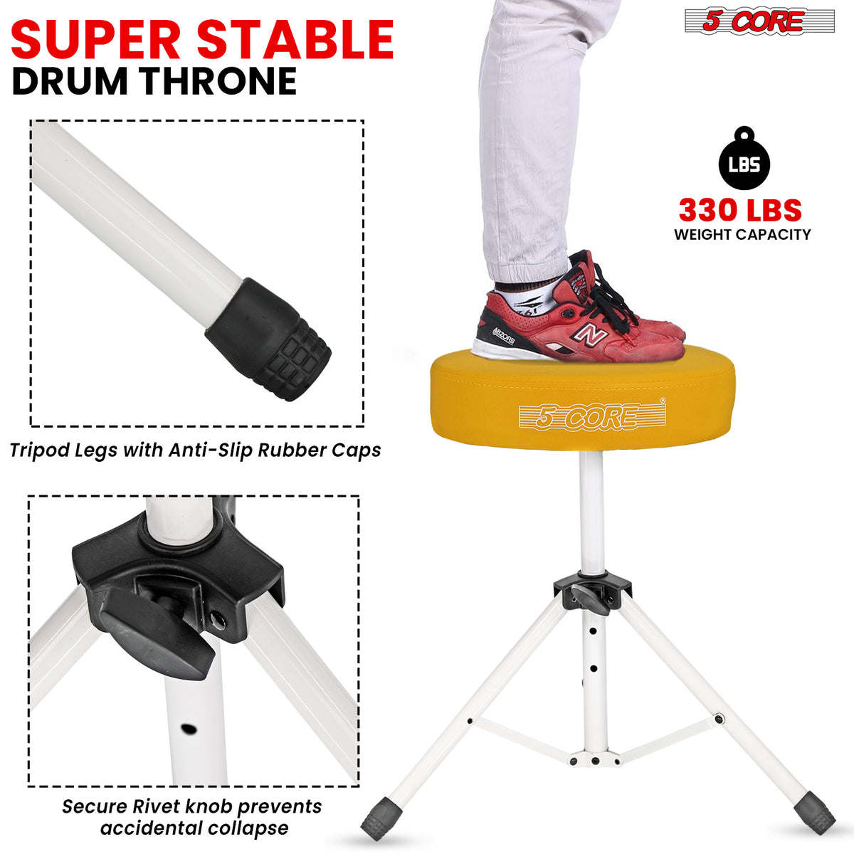 5 Core Drum Throne Padded Guitar Stool Height Adjustable Drummer Seat Music Chair for Adults And Kids - DS 01
