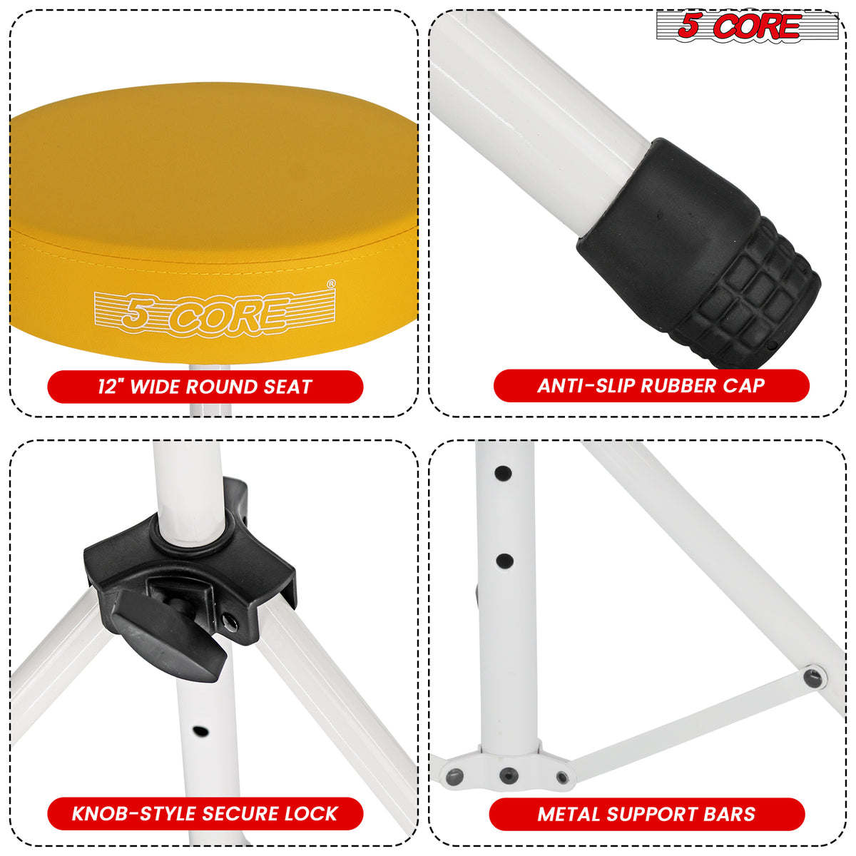5 Core Drum Throne Padded Guitar Stool Height Adjustable Drummer Seat Music Chair for Adults And Kids - DS 01