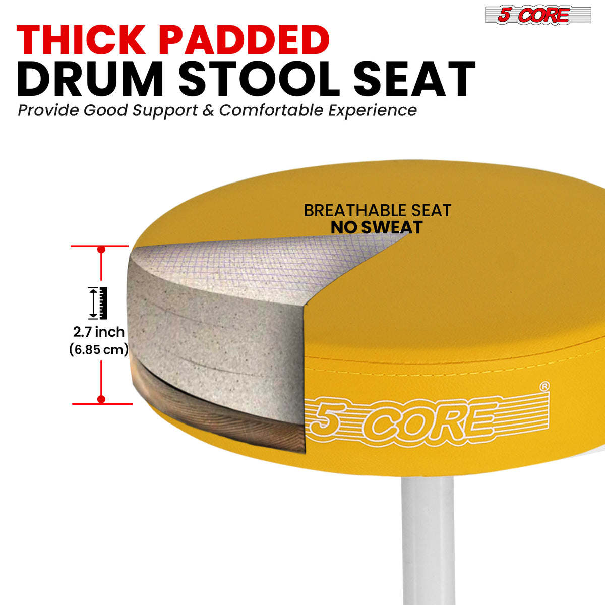 5 Core Drum Throne Padded Guitar Stool Height Adjustable Drummer Seat Music Chair for Adults And Kids - DS 01