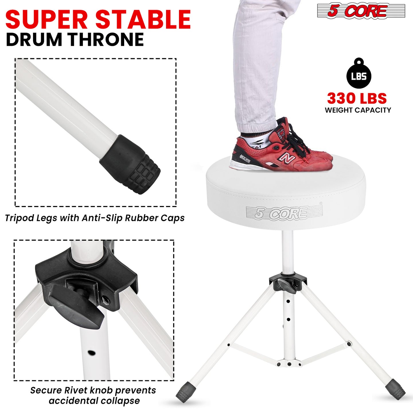 5 Core Drum Throne Padded Guitar Stool Height Adjustable Drummer Seat Music Chair for Adults And Kids - DS 01