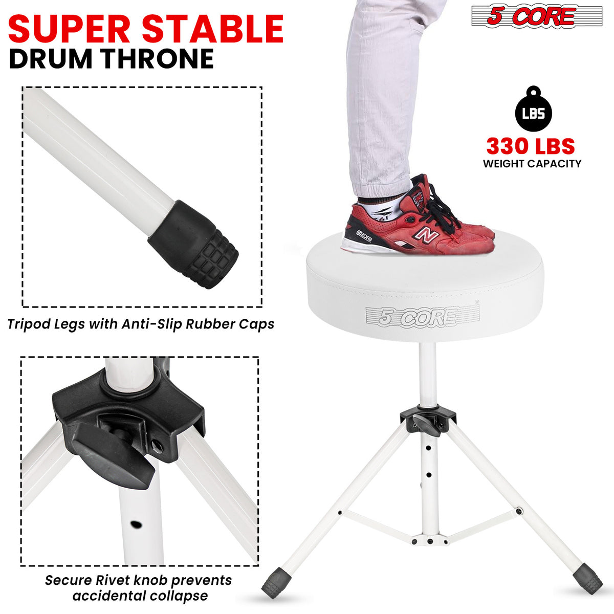 5 Core Drum Throne Padded Guitar Stool Height Adjustable Drummer Seat Music Chair for Adults And Kids - DS 01