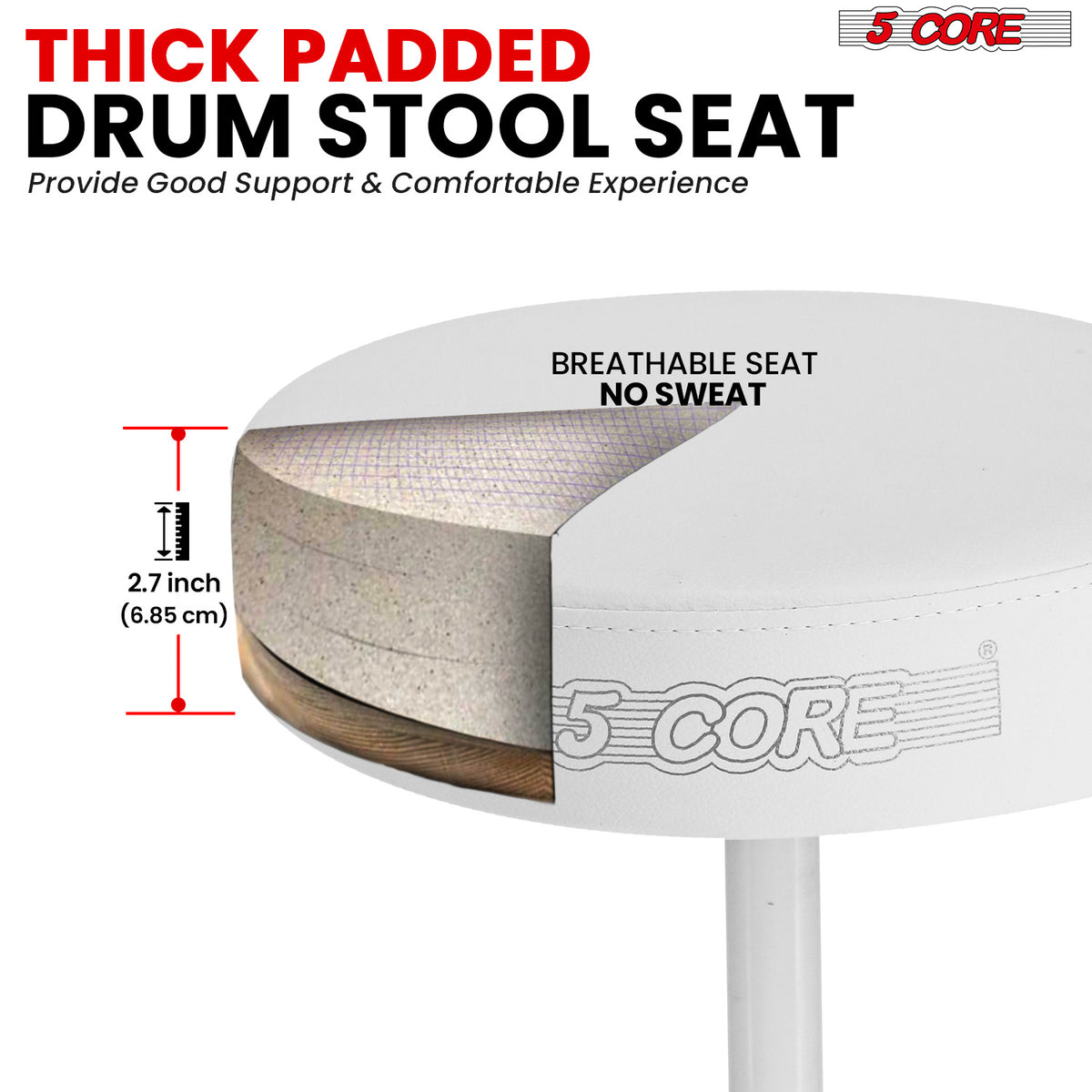 5 Core Drum Throne Padded Guitar Stool Height Adjustable Drummer Seat Music Chair for Adults And Kids - DS 01