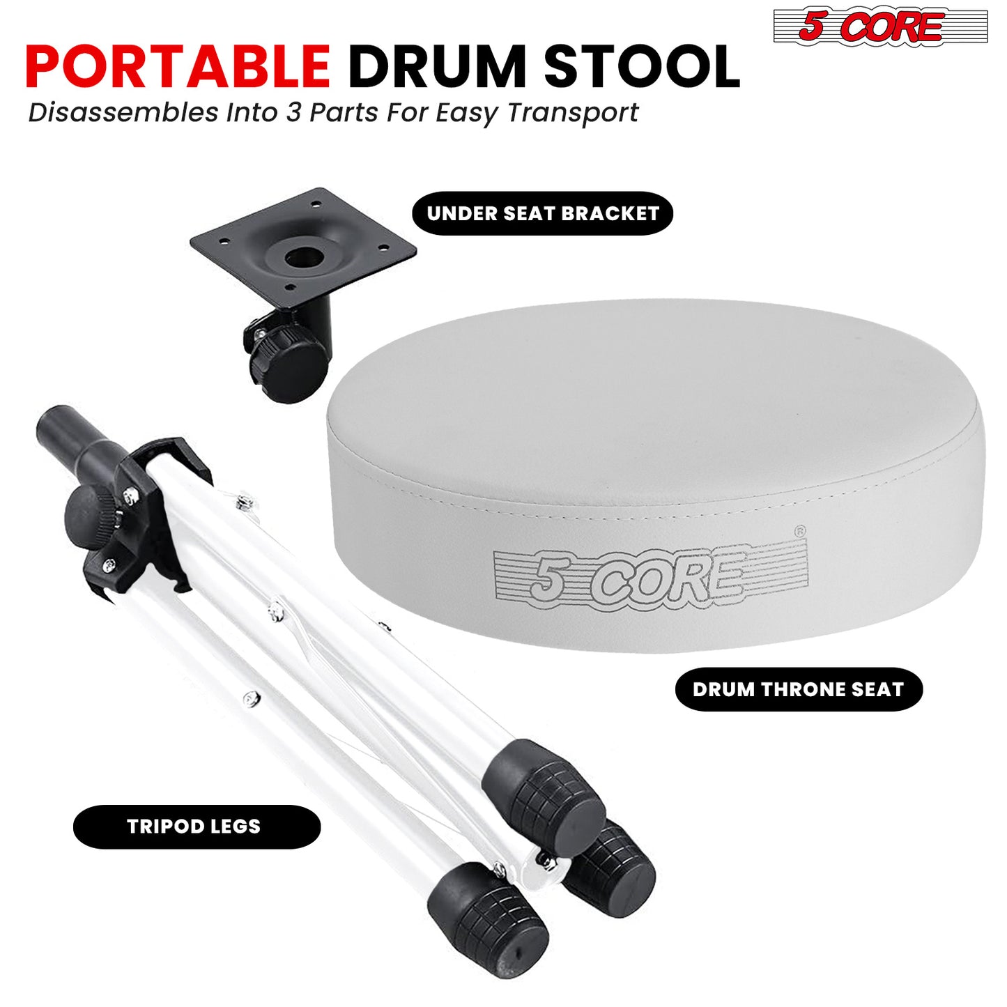 5 Core Drum Throne Padded Guitar Stool Height Adjustable Drummer Seat Music Chair for Adults And Kids - DS 01