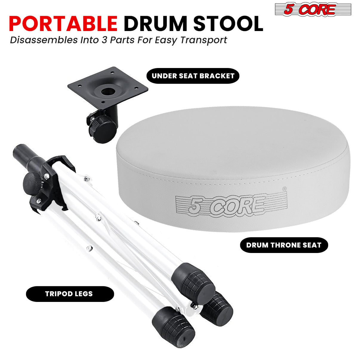 5 Core Drum Throne Padded Guitar Stool Height Adjustable Drummer Seat Music Chair for Adults And Kids - DS 01