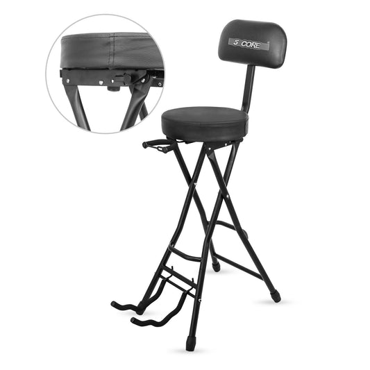3-in-1 Adjustable Guitar Stool with Padded Seat & Built-in Stand