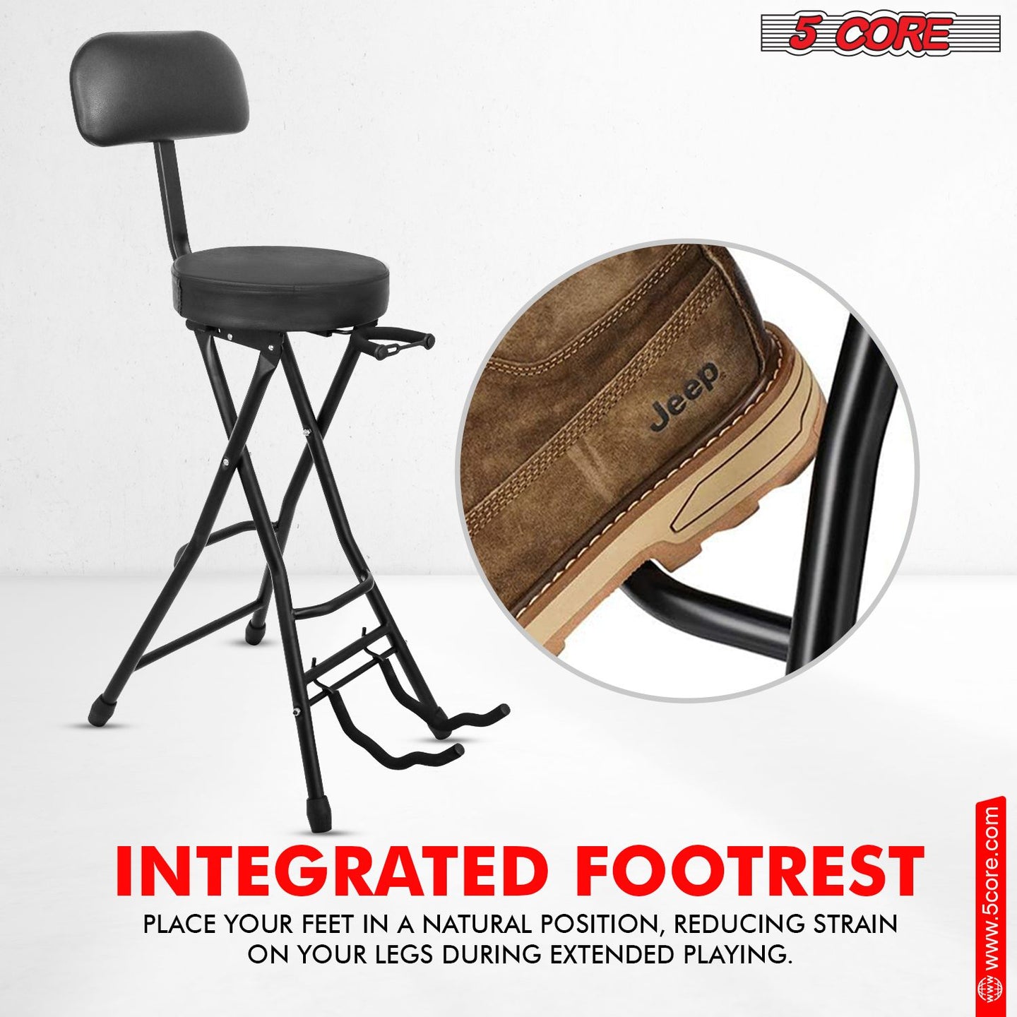 3-in-1 Adjustable Guitar Stool with Padded Seat & Built-in Stand